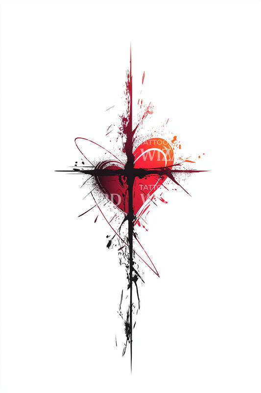 Sacred Heart Spear Tattoo Design