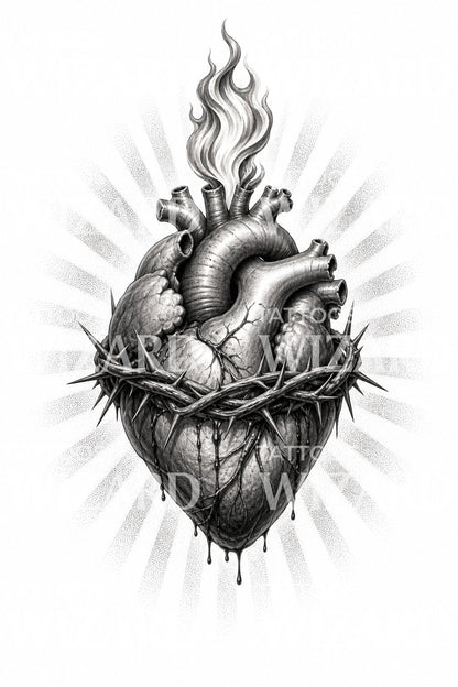 Sacred Heart Tattoo Design