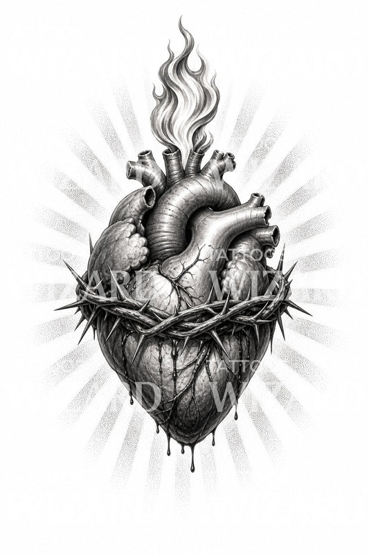 Diseño de Tatuaje del Sagrado Corazón