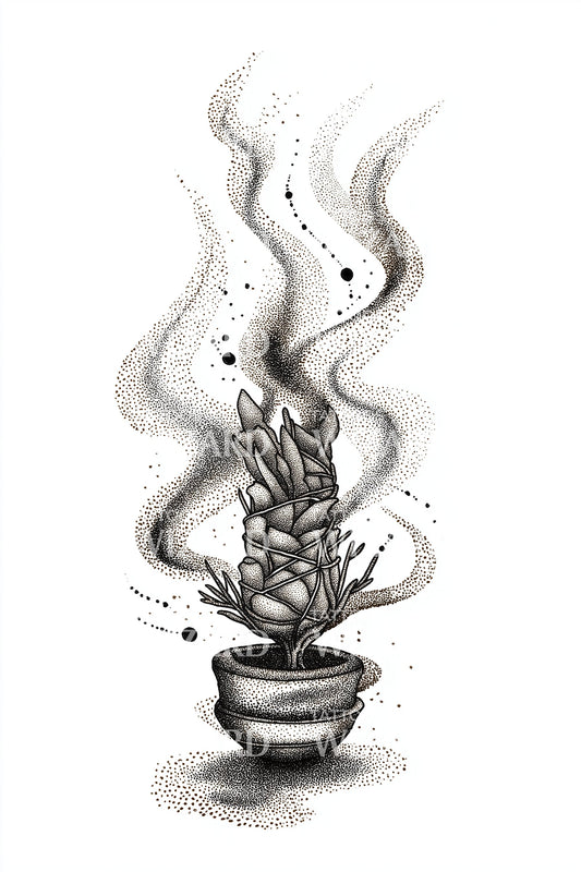 Sacred Herb Smoke Tattoo Design