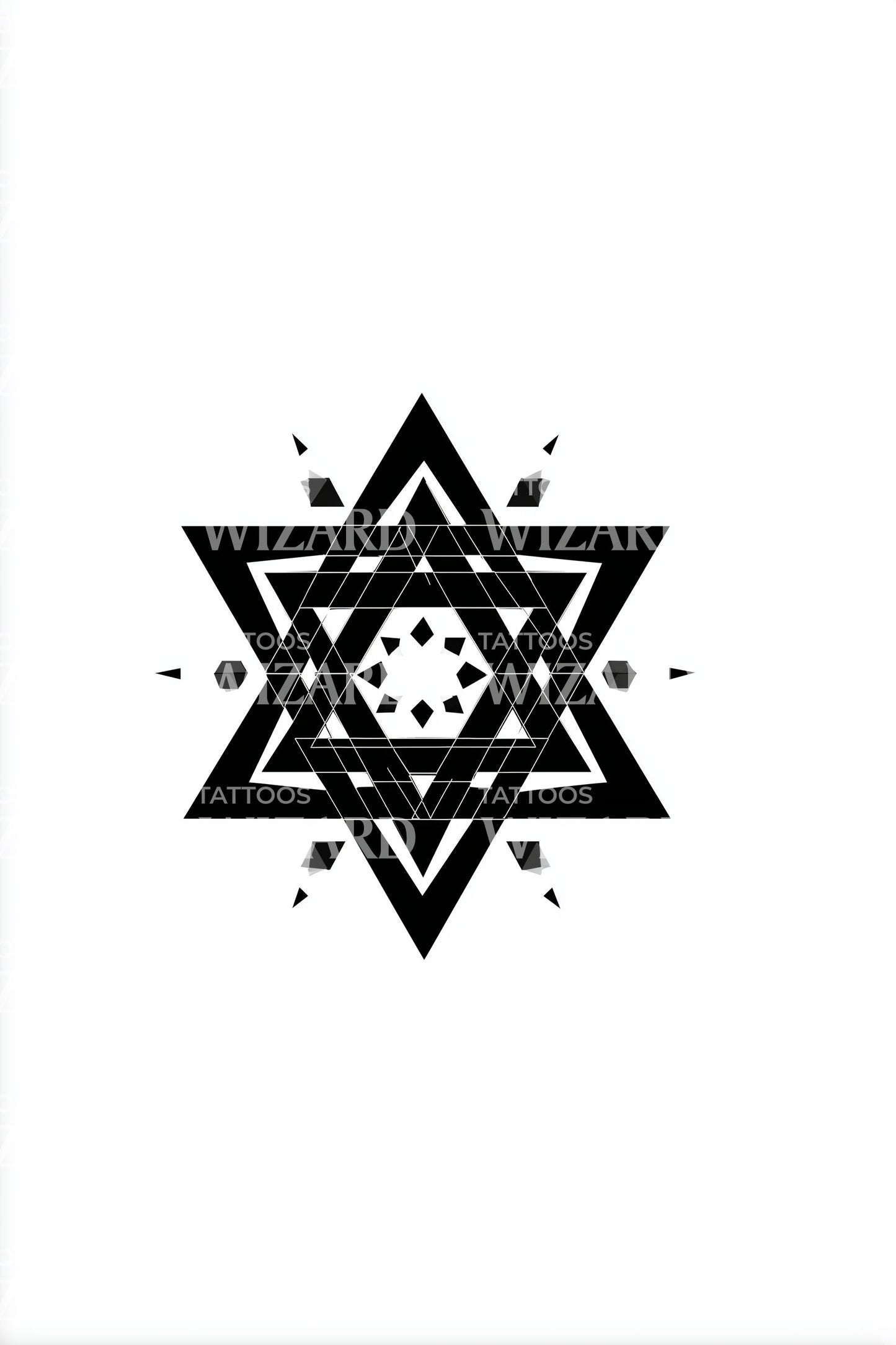 Desenho de Tatuagem Estrela Hexagonal Sagrada