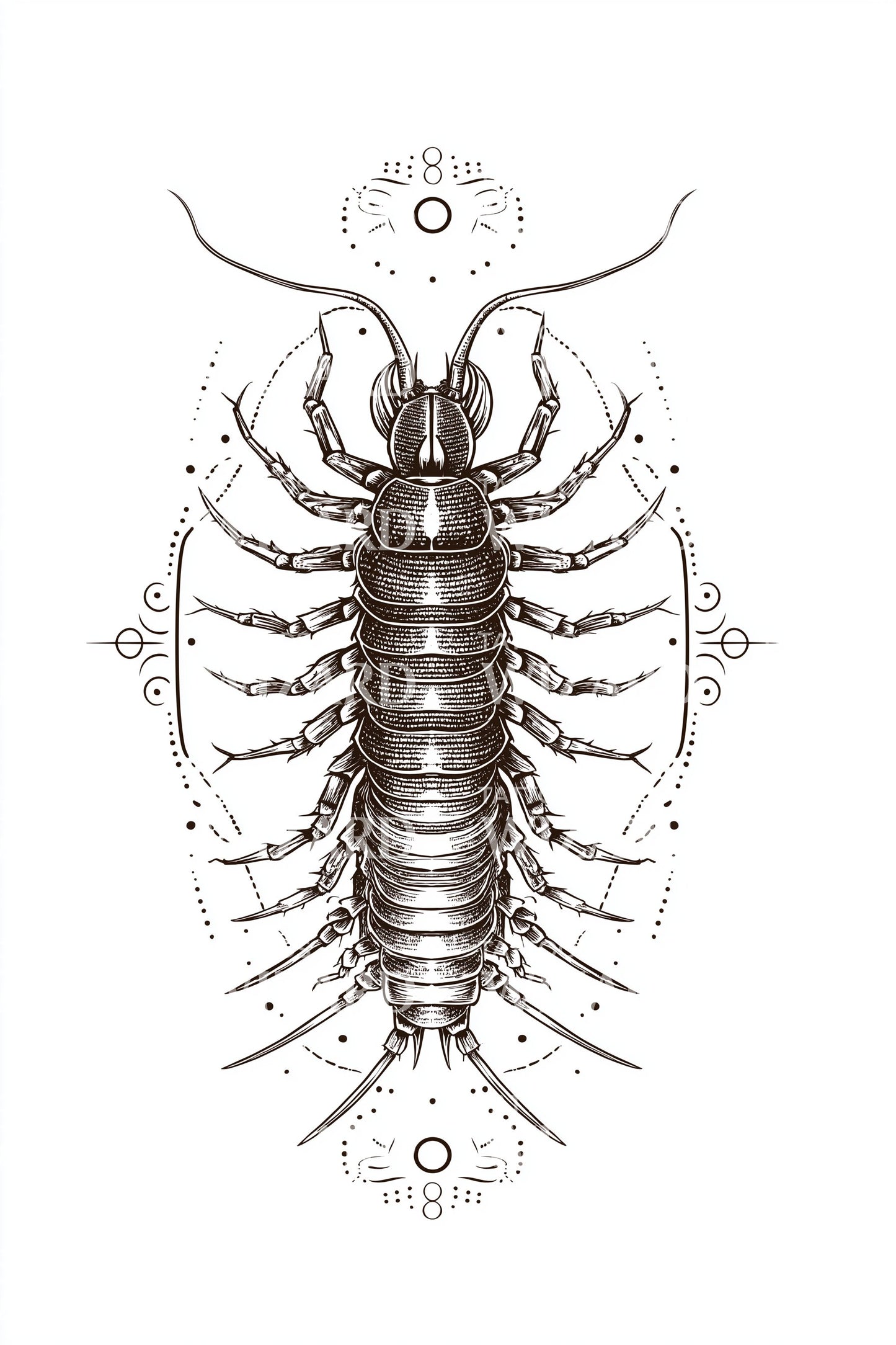 Sacred Isopod Geometry Tattoo Illustration