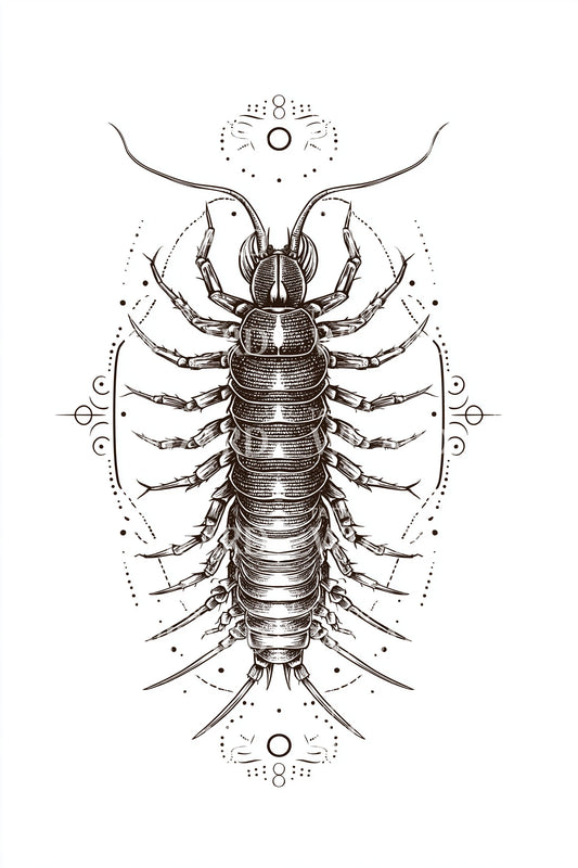Sacred Isopod Geometry Tattoo Illustration
