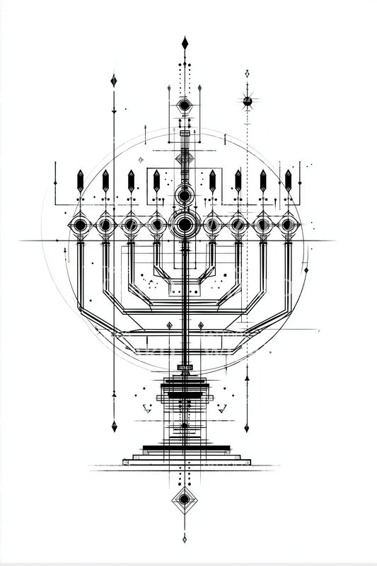 Sacred Lines Menorah Tattoo Design