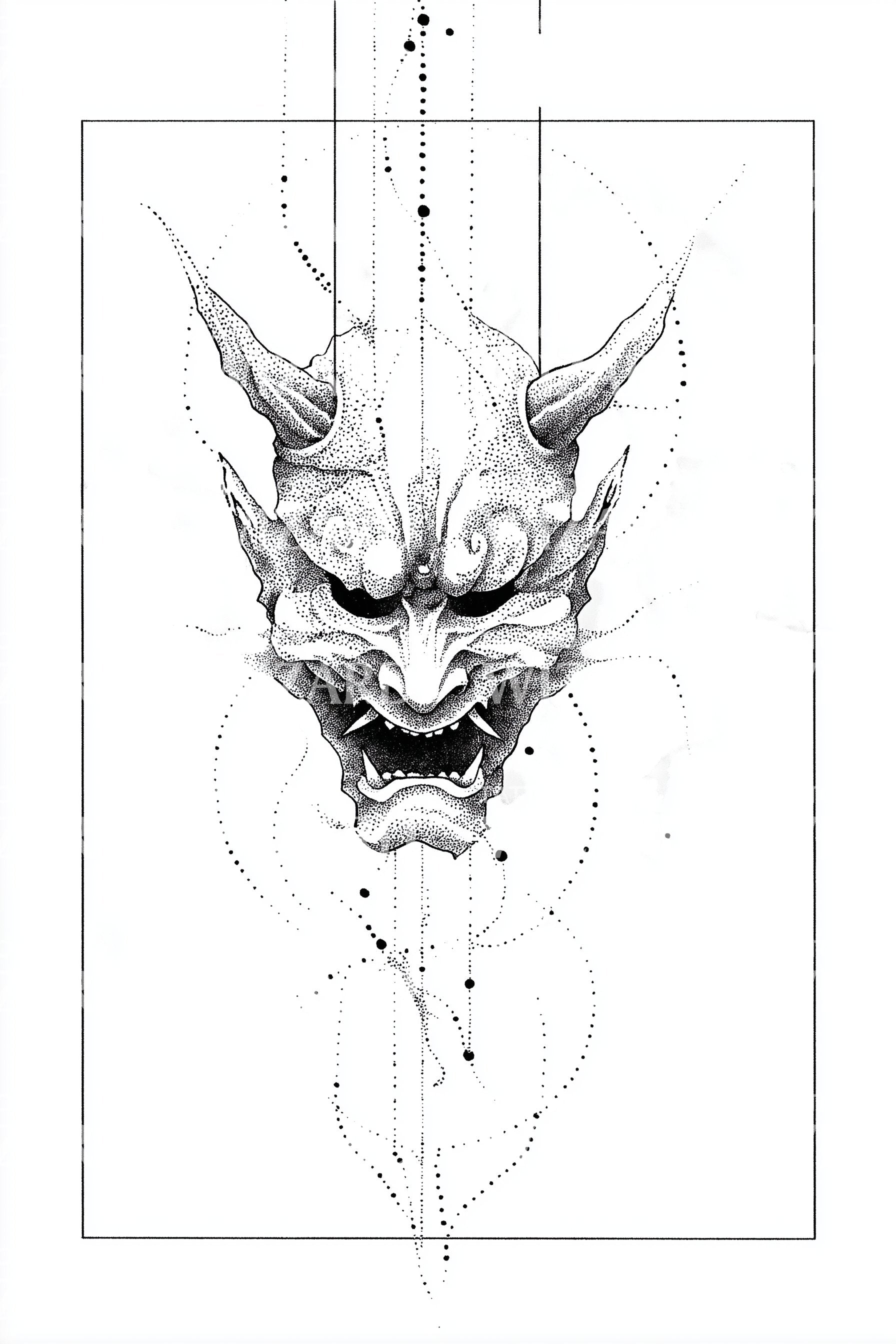 Oni Lettering Sacred Lines Oni Tattoo Illustration – Tattoos Wizard Designs