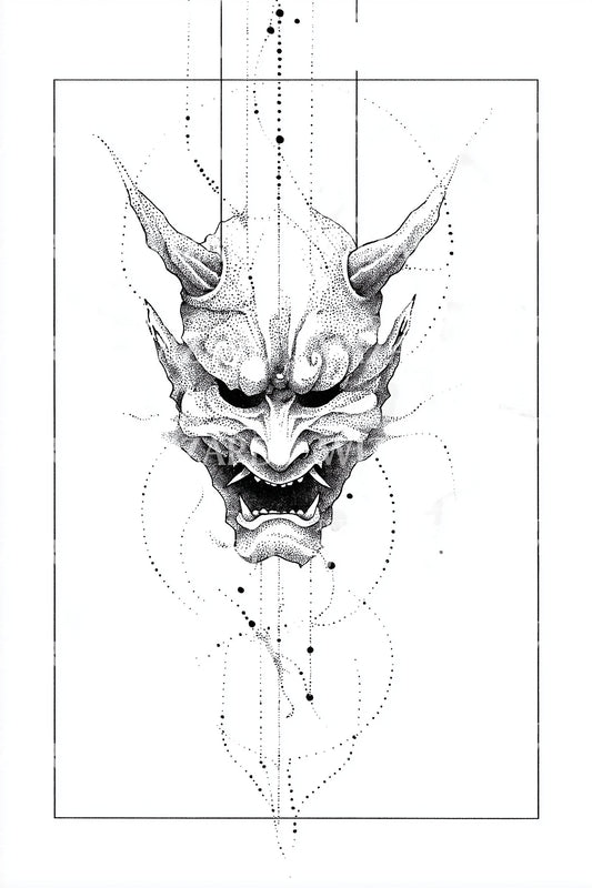 Heilige Lijnen Oni Tatoeage Illustratie