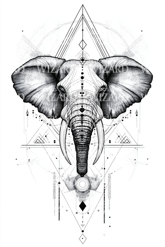 Sacred Linework Elephant Tattoo Illustration