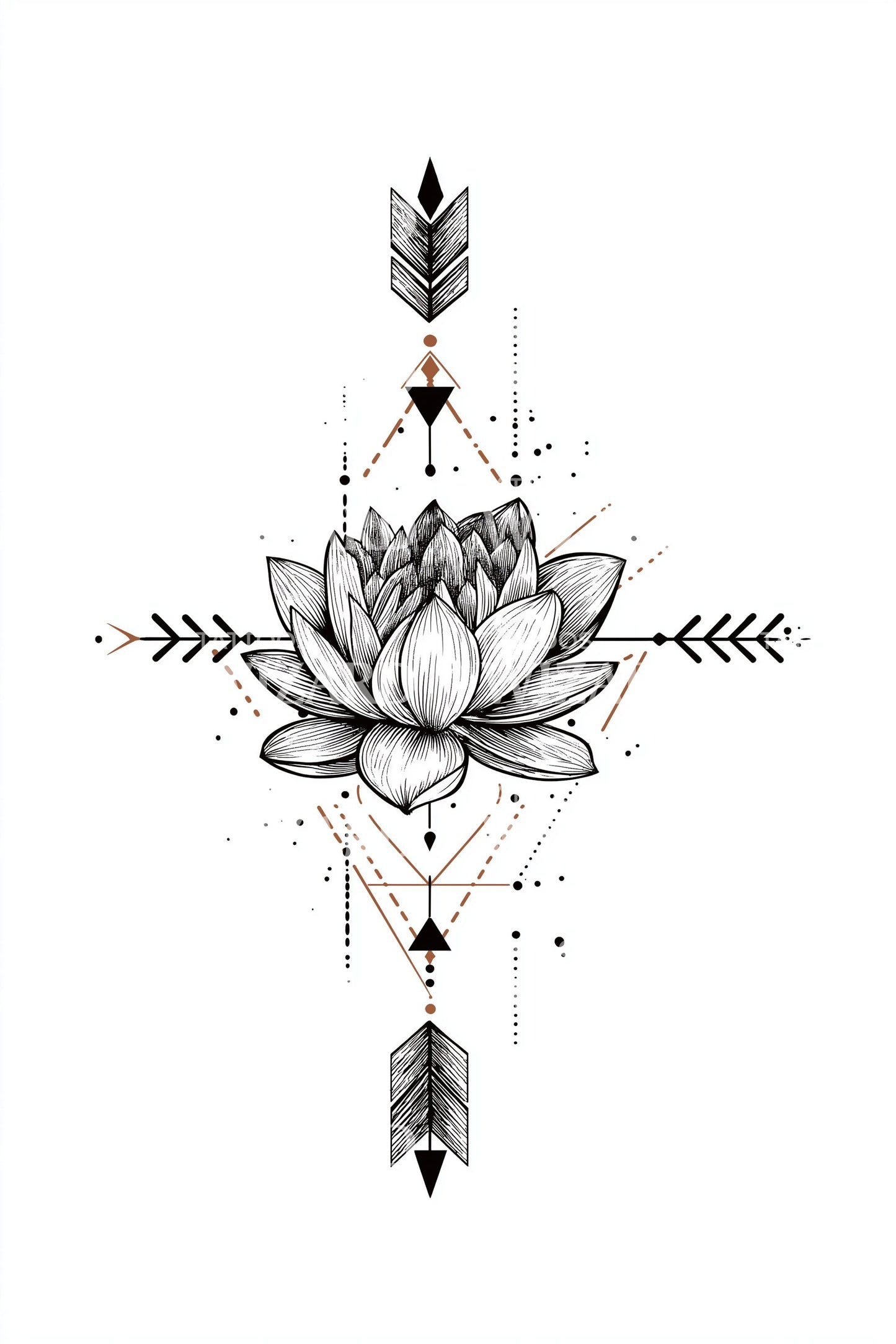 Sacred Lotus Arrow Matrix Tattoo Design