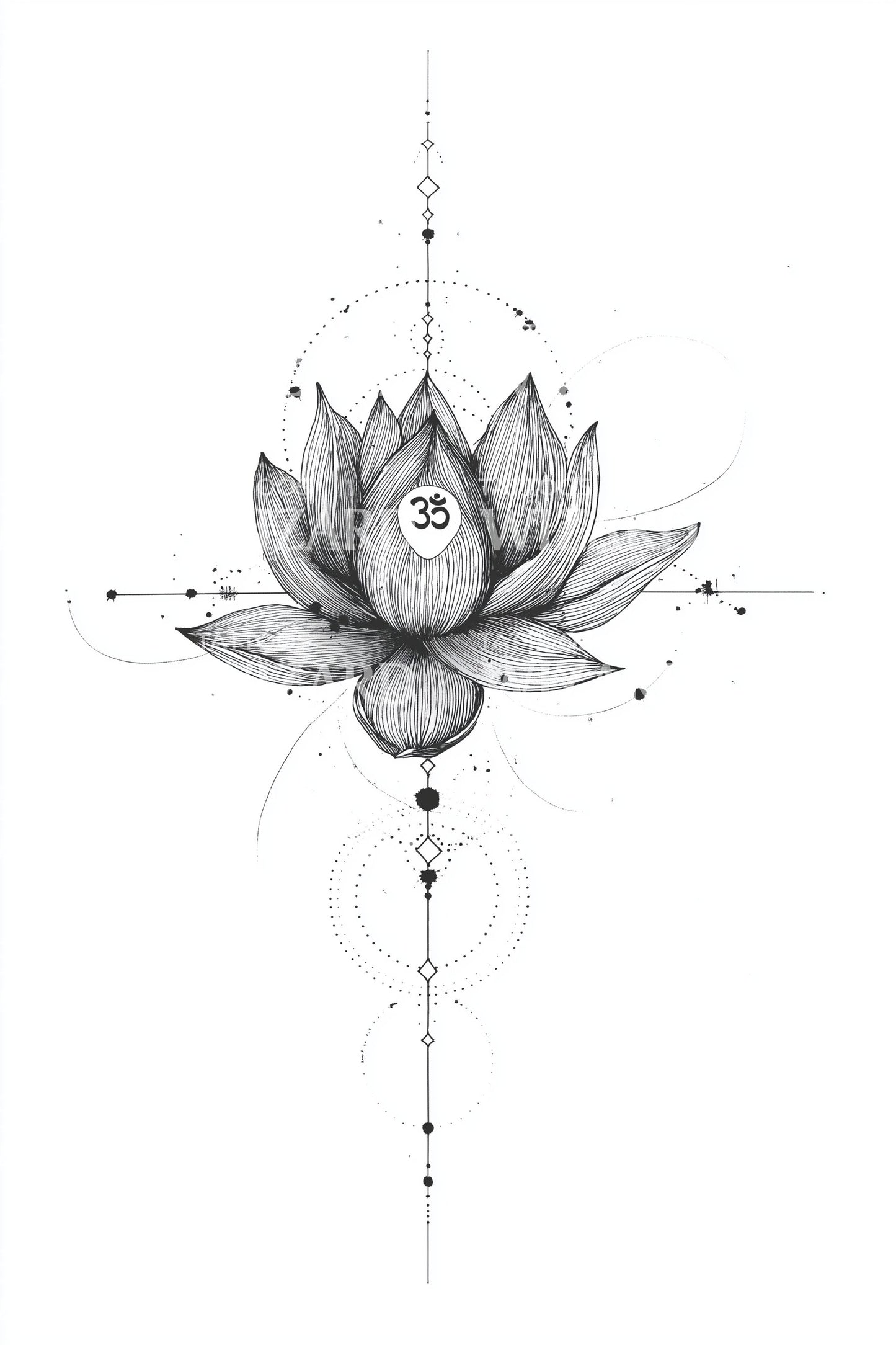 Heilige Lotus Balans Tatoeage Ontwerp