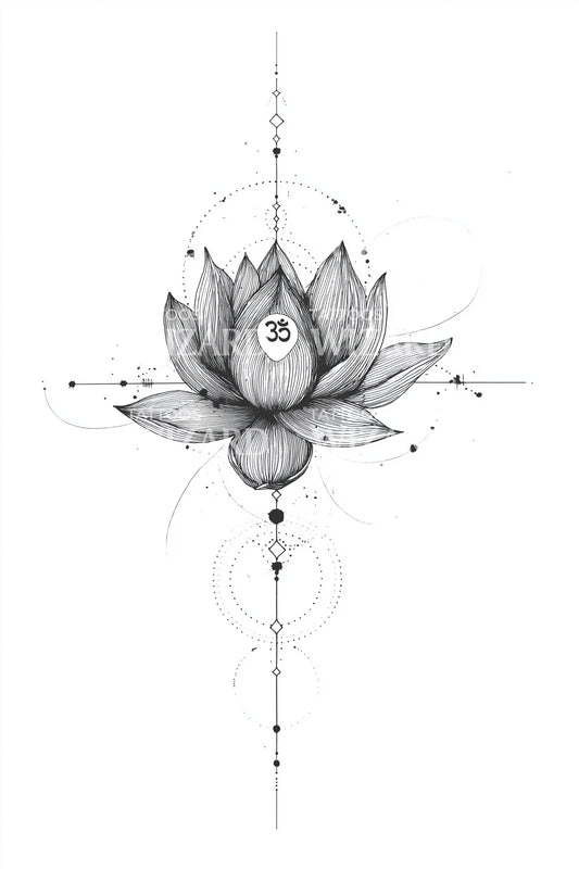 Sacred Lotus Balance Tattoo Design