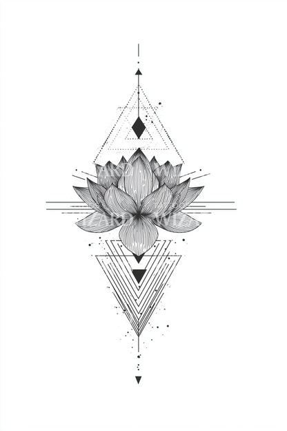 Design Tatuaggio Diamante Loto Sacro