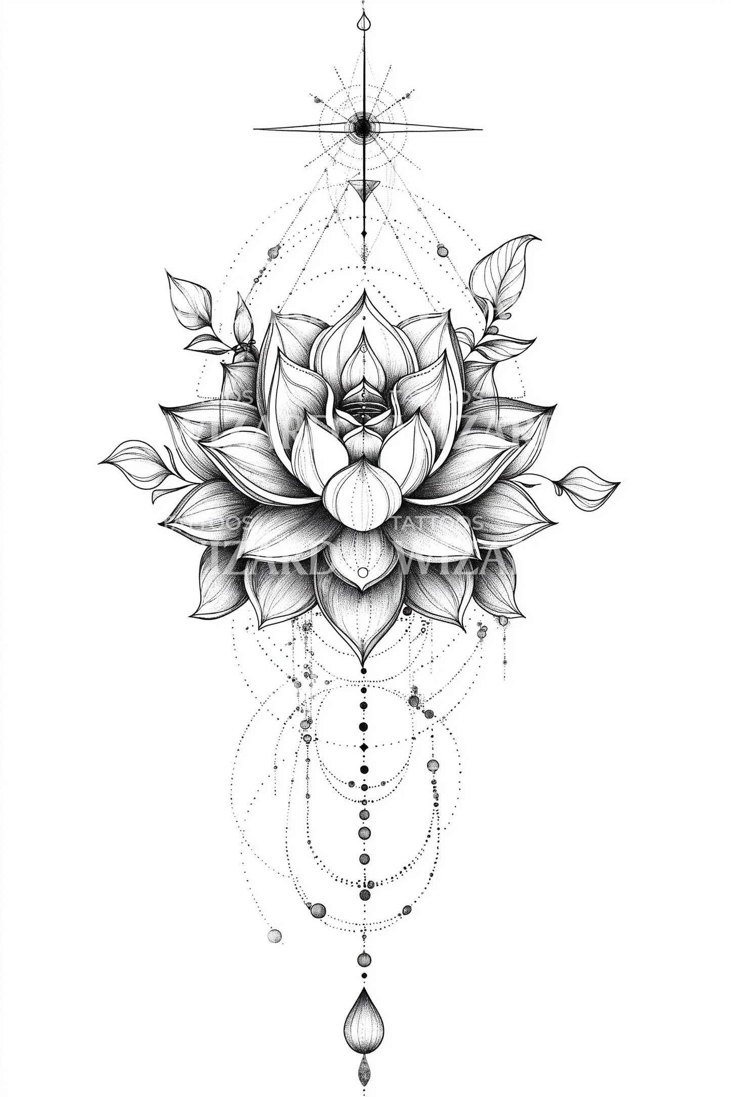 Sacred Lotus Geometry Tattoo Design