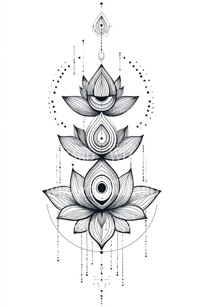 Sacred Lotus Geometry Tattoo Design