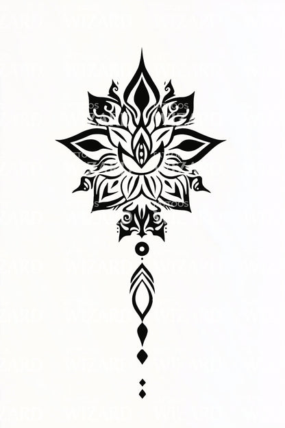 Sacred Lotus Mandala Tattoo Design