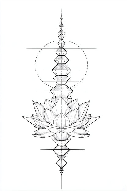 Sacred Lotus Pagoda Tattoo Design