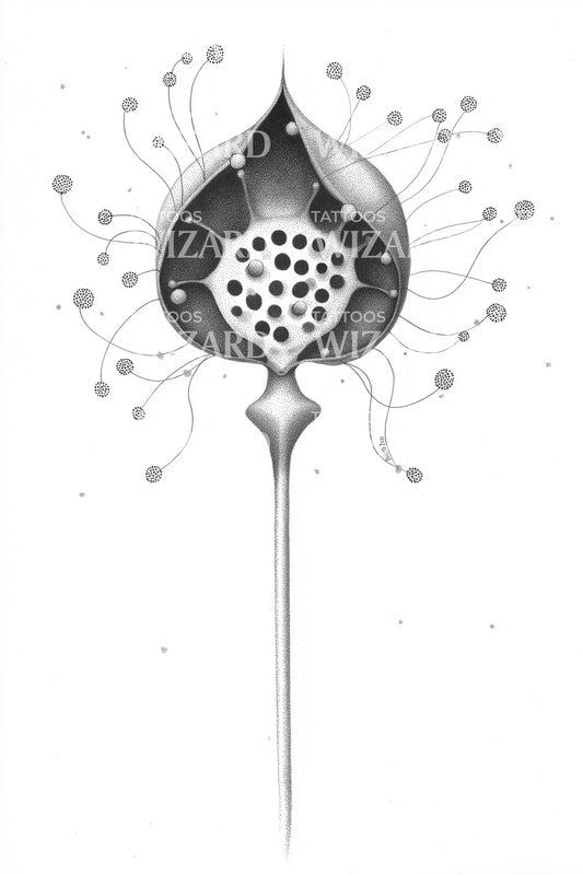 Design del tatuaggio del baccello di loto sacro