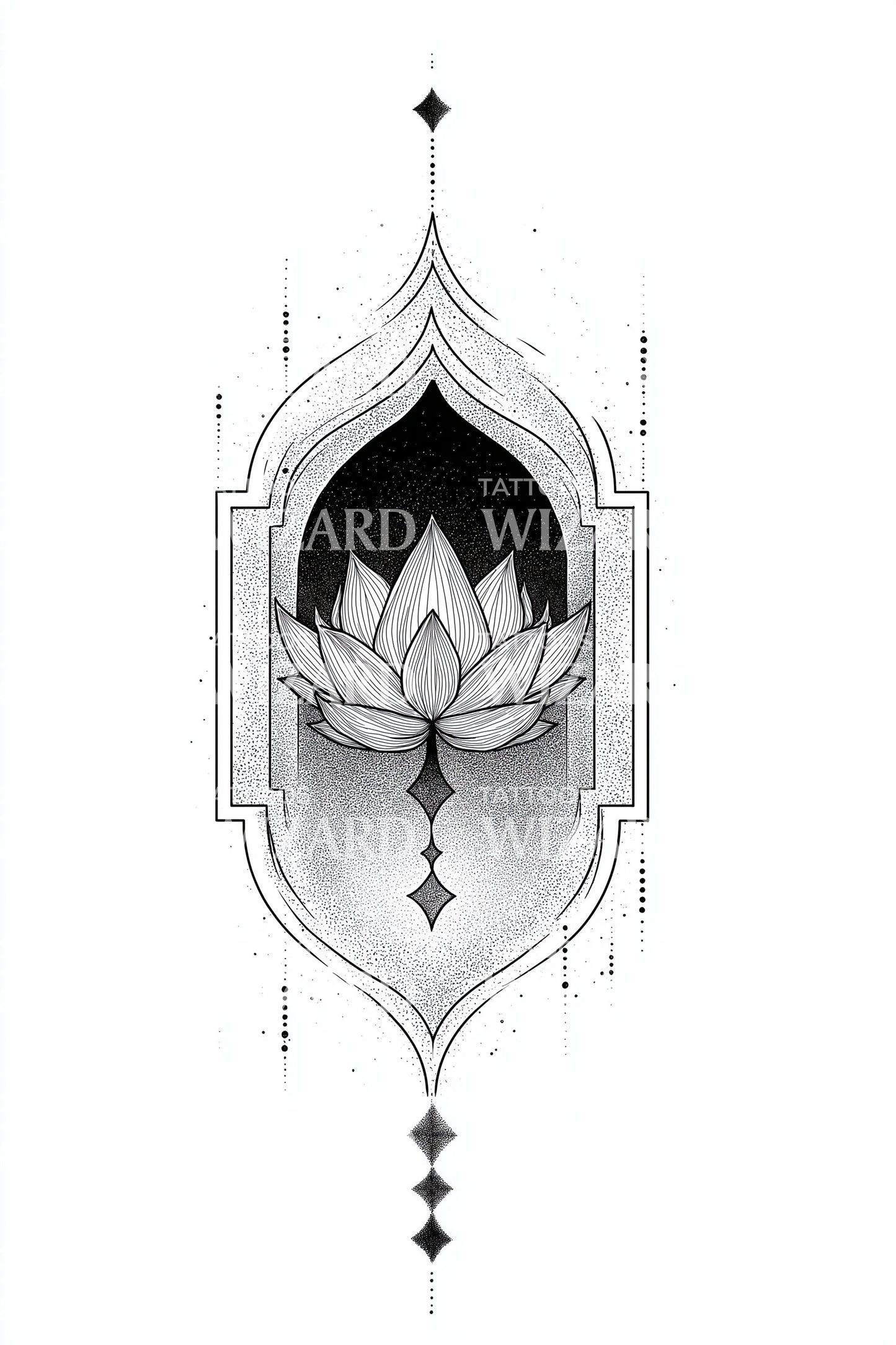Heiliges Lotus-Schrein Tattoo-Design