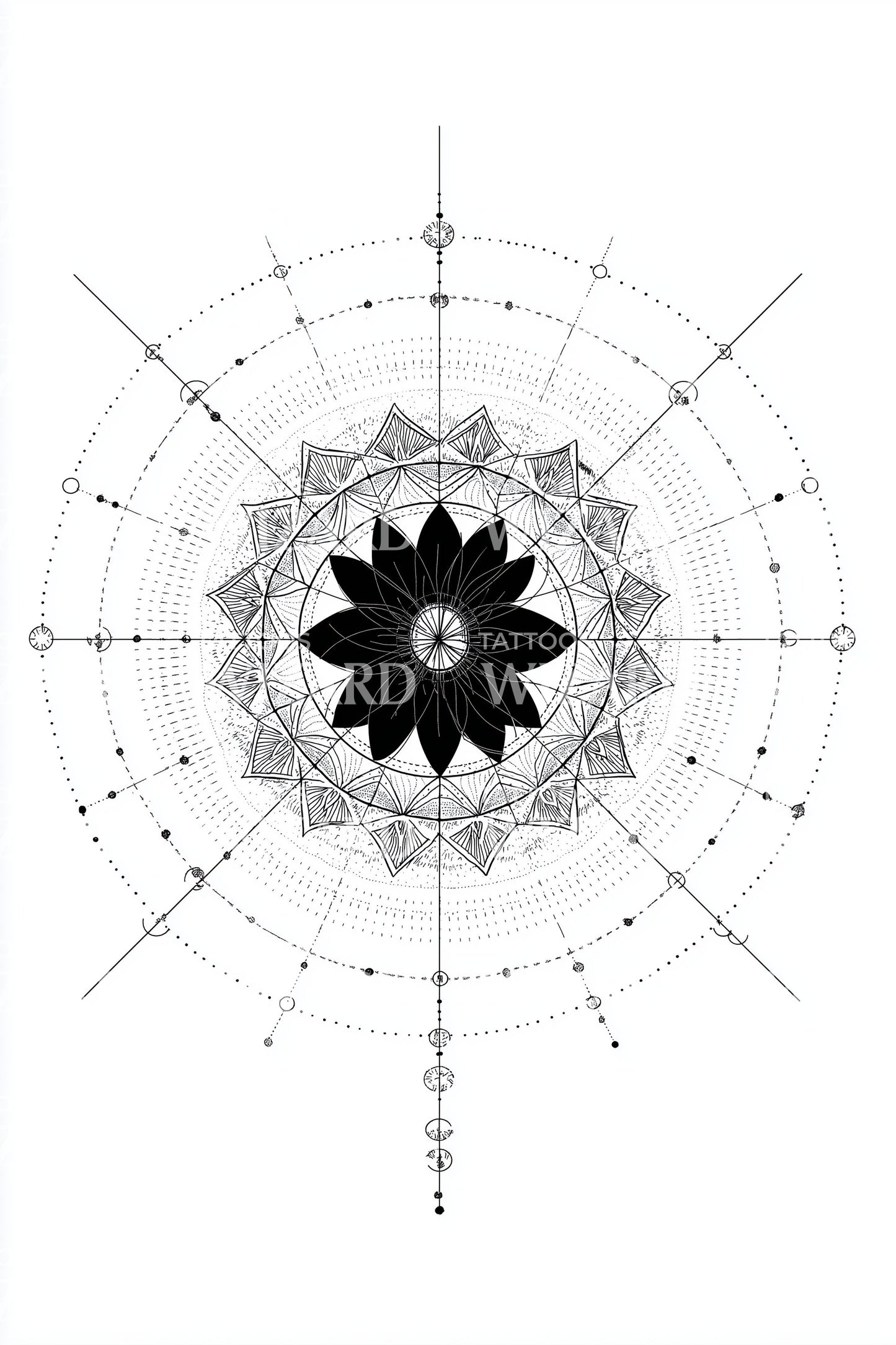 Sacred Lotus Shrine Tattoo Design