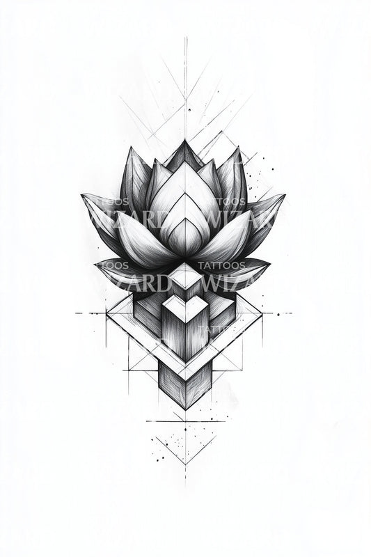 Heiliges Lotus Vektor Tattoo Design