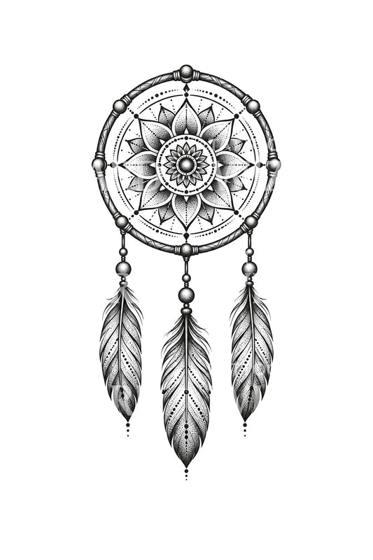 Idee voor een heilige mandala-dromenvanger-tatoeage