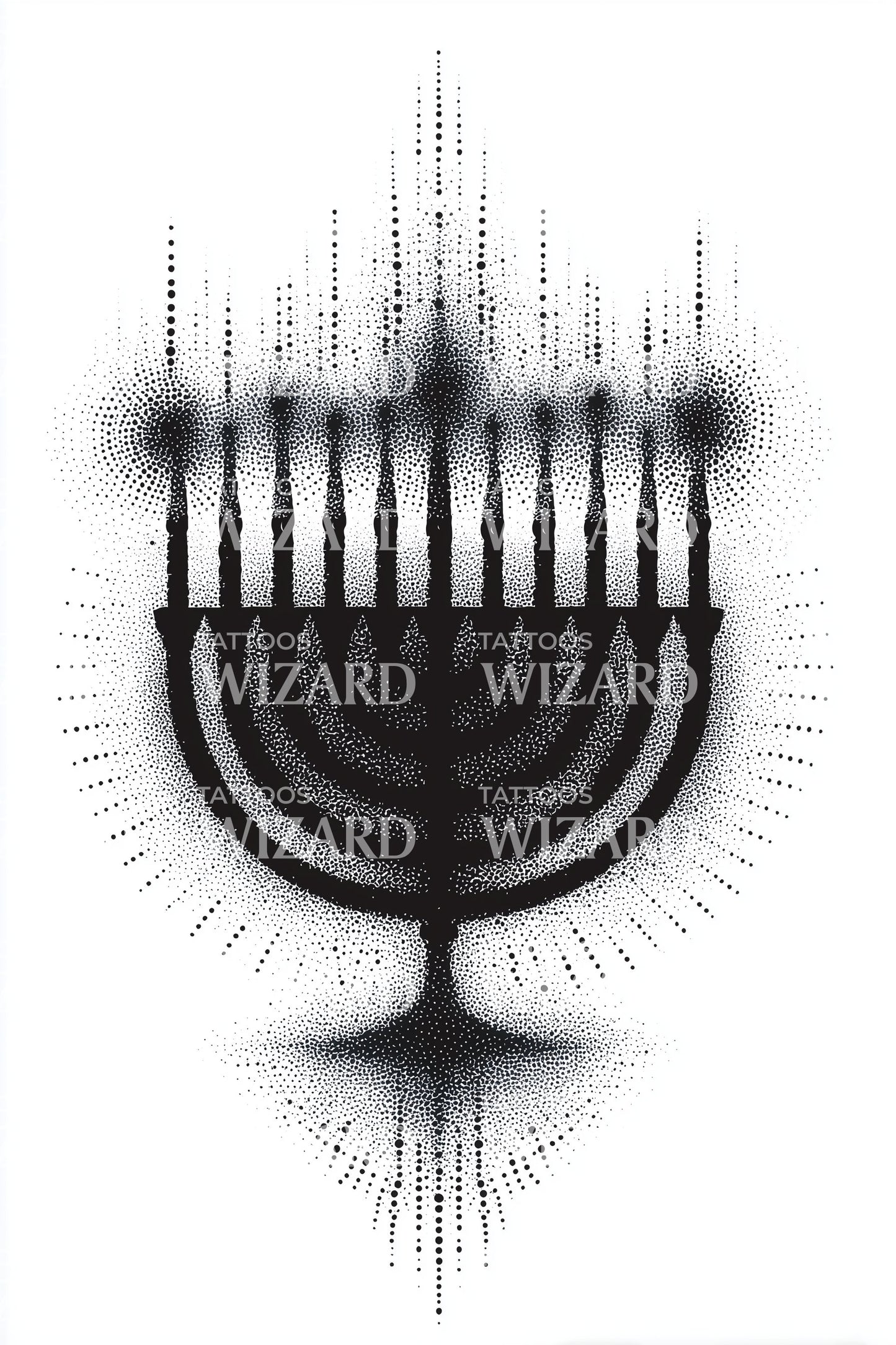 Heilige Menorah Gloeiende Tatoeage Ontwerp