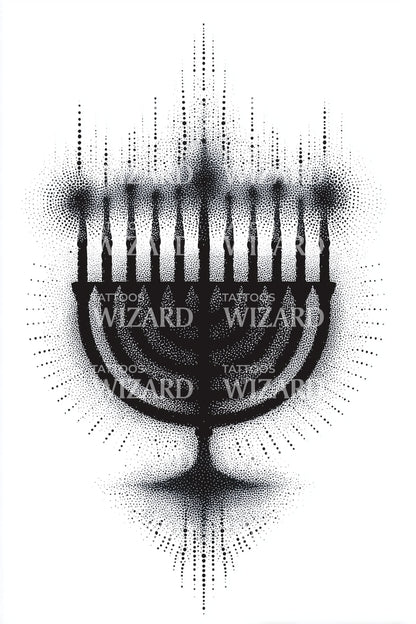 神圣的七灯台发光纹身设计