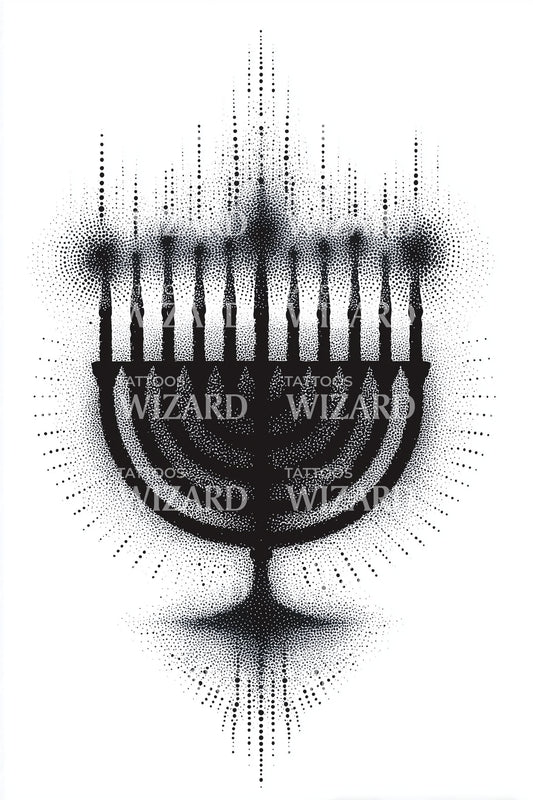 Hellige Menorah Glød Tatoveringsdesign