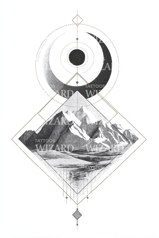 Sacred Peak Compass Tattoo Design
