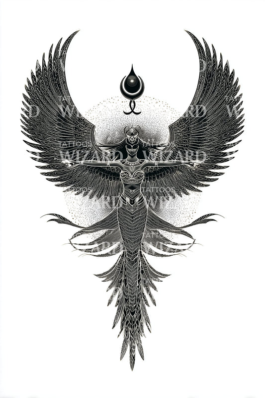 Design del tatuaggio con emblema fenice sacra