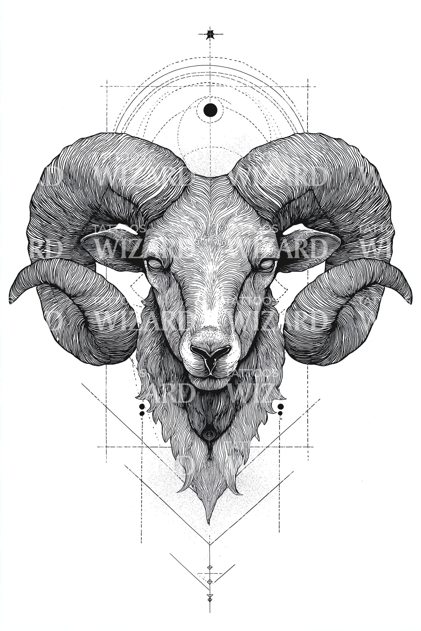 Design del tatuaggio con sigillo sacro del ariete