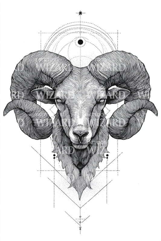 Design del tatuaggio con sigillo sacro del ariete