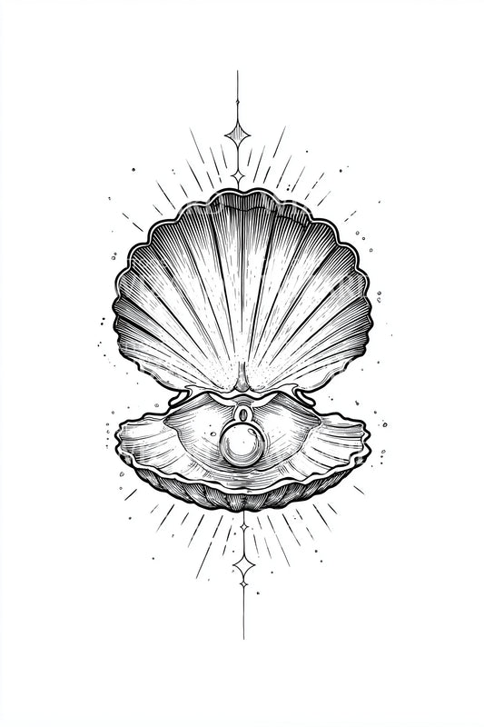 Σχέδιο Τατουάζ Μαντάλα Ιερού Κοχυλιού Scallop