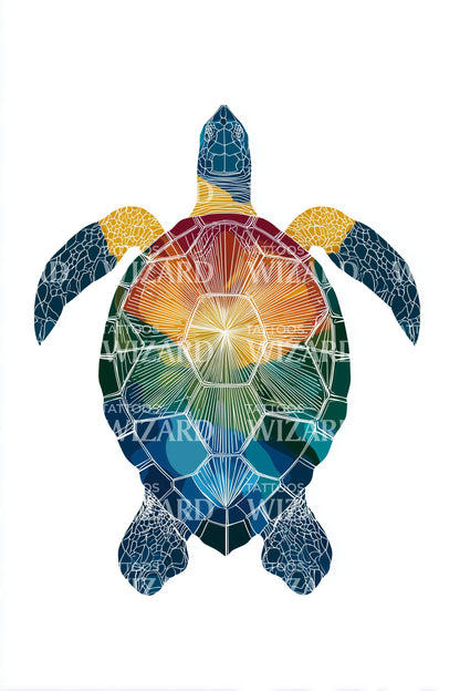 Sacred Sea Turtle Tattoo Design