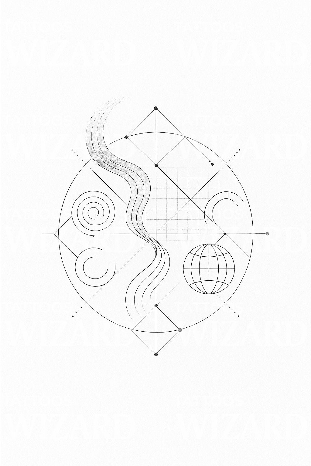 Sacred Spiral Geometry Tattoo Design