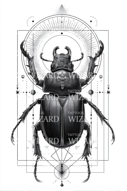 Sacred Stag Beetle Tattoo Design