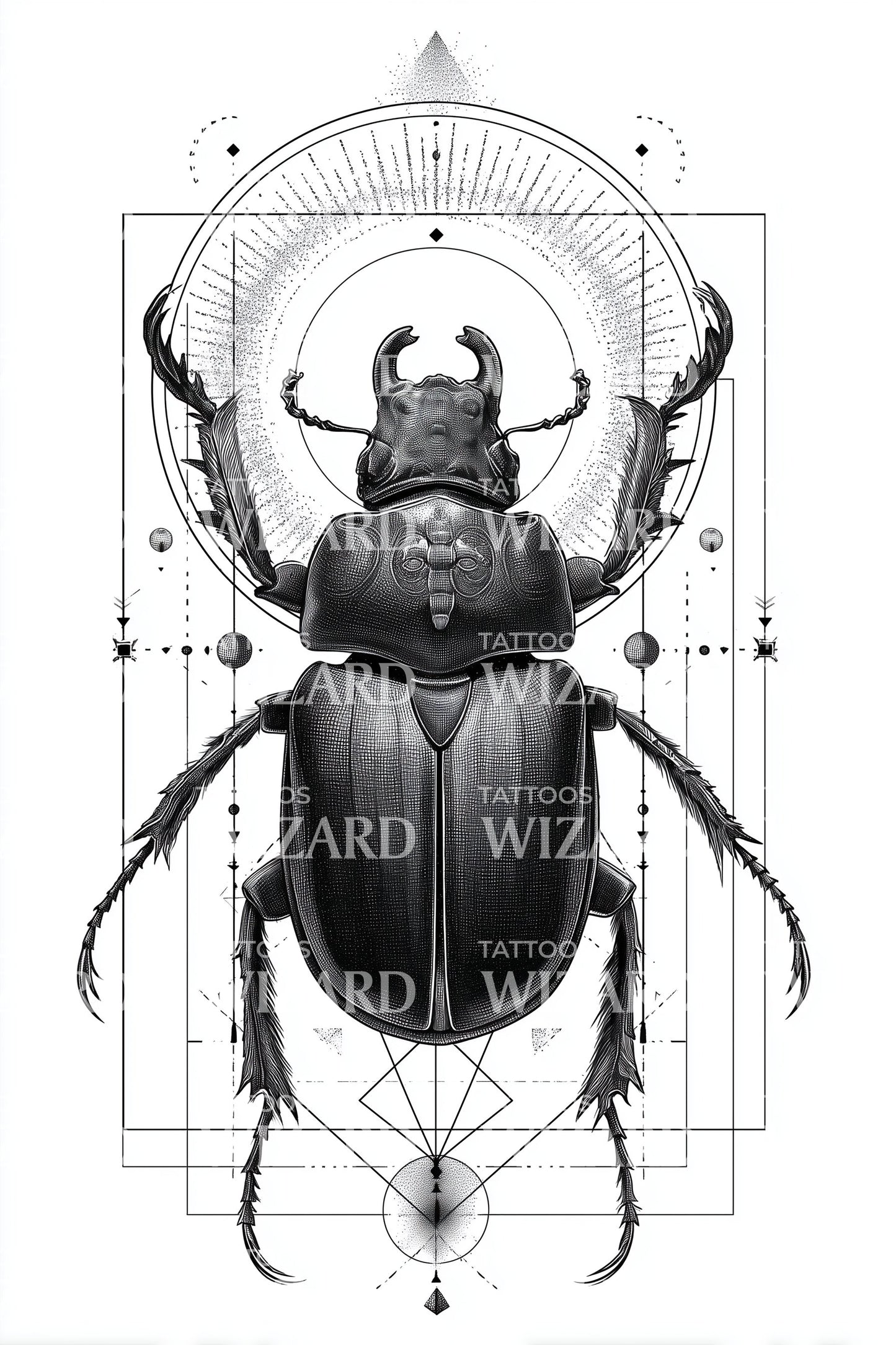 Sacred Stag Beetle Tattoo Design