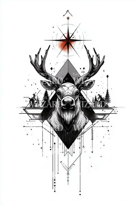 Sacred Stag Constellation Tattoo Design