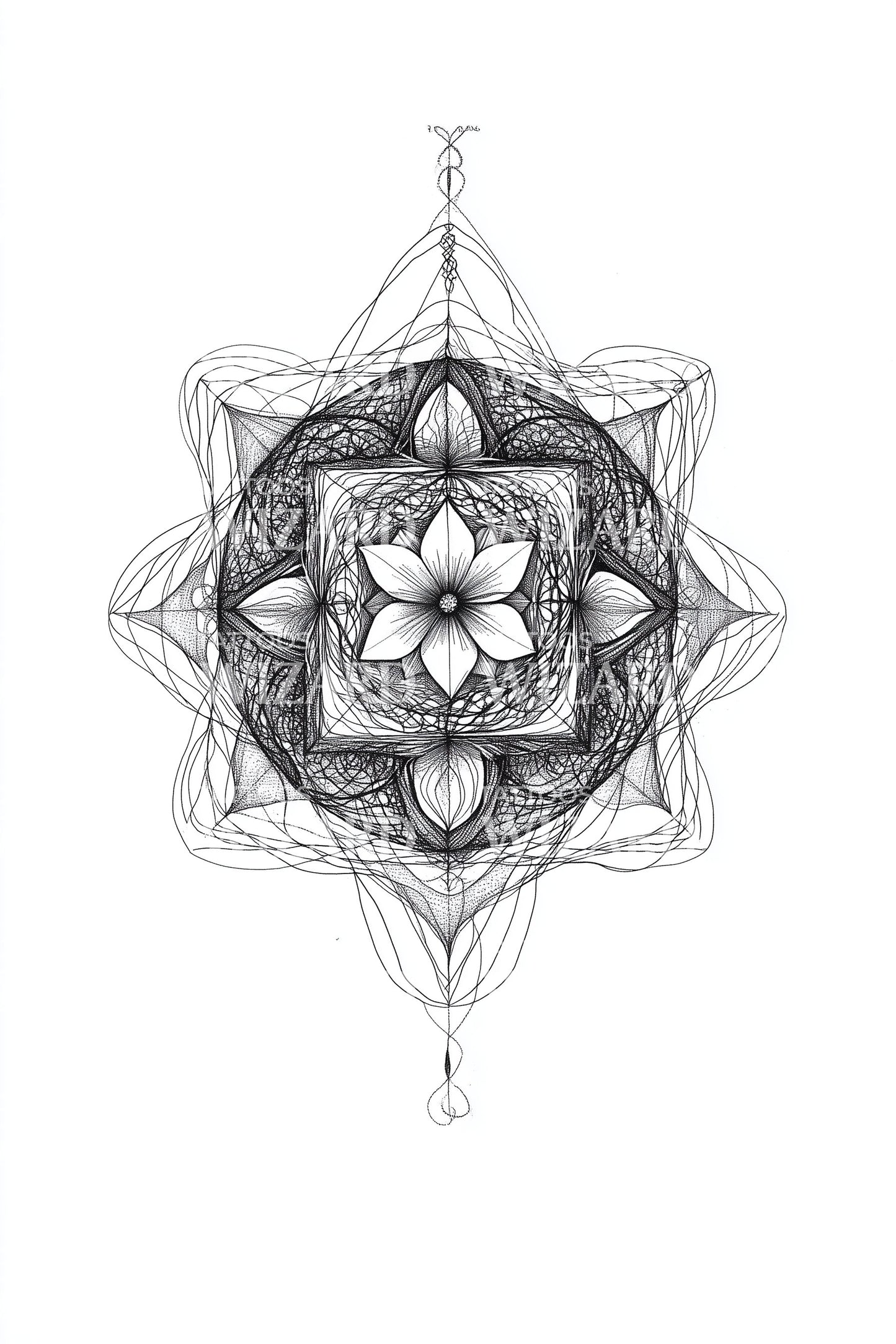 Idea de Tatuaje de Flor de Simetría Sagrada