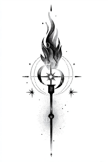 Design del tatuaggio Torcia Sacra e Stella