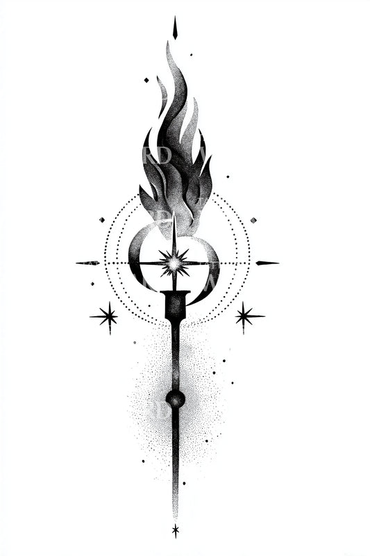 Design del tatuaggio Torcia Sacra e Stella