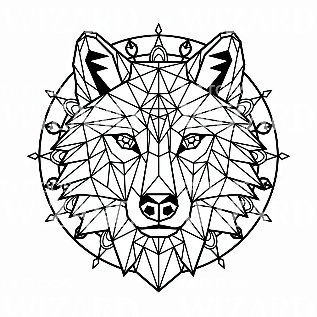 Idea de tatuaje mandala de lobo sagrada