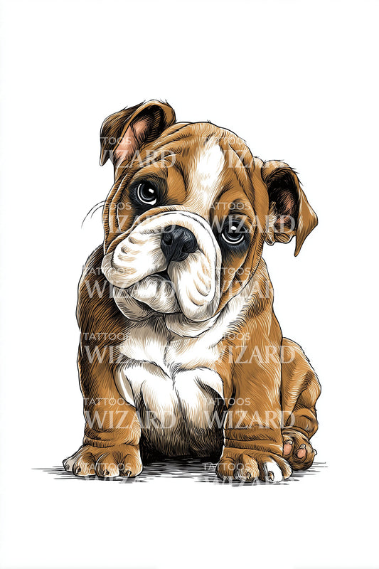 Sad Bulldog Cutie Tattoo Idea