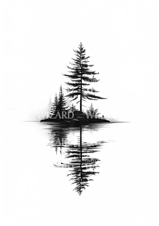 Sad Cypress Forest Tattoo Design