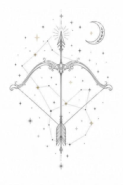 Sagittarius Constellation Fine Line Tattoo Design