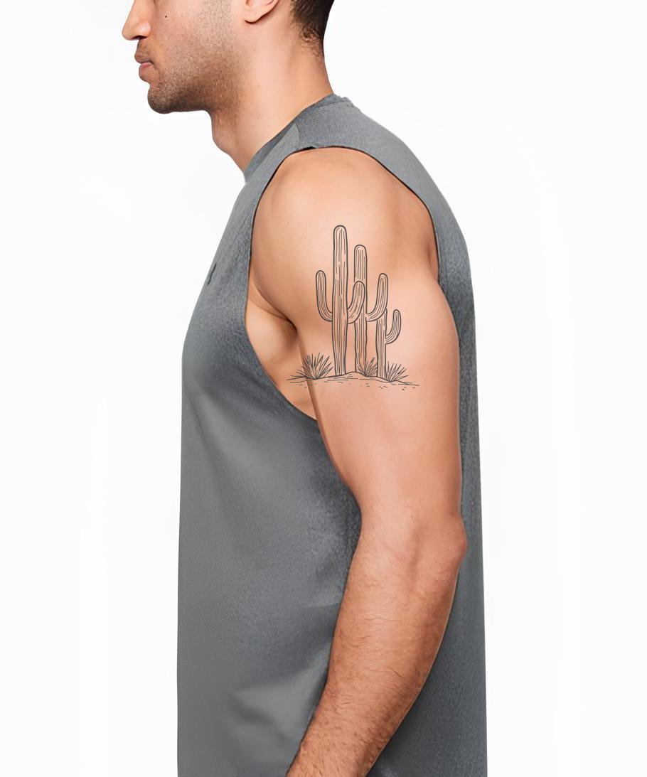 Desert Saguaro Cactus Tattoo Design