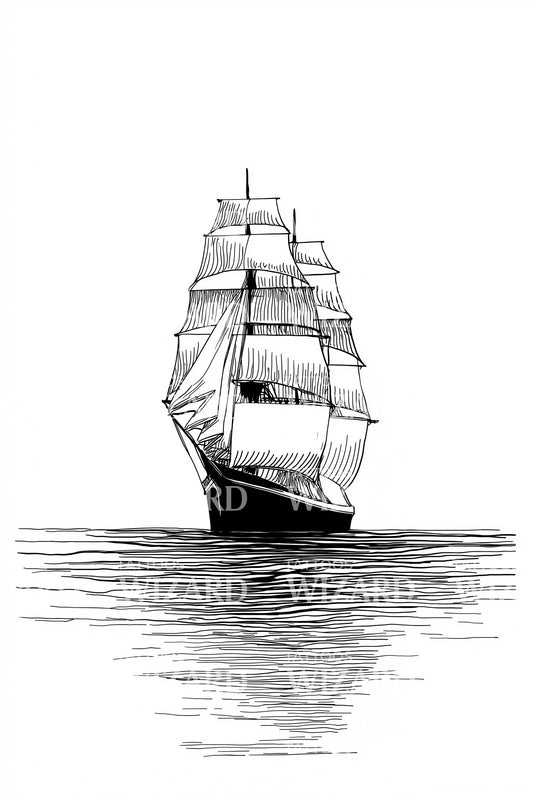 Sailing Ship Silhouette Tattoo Idea