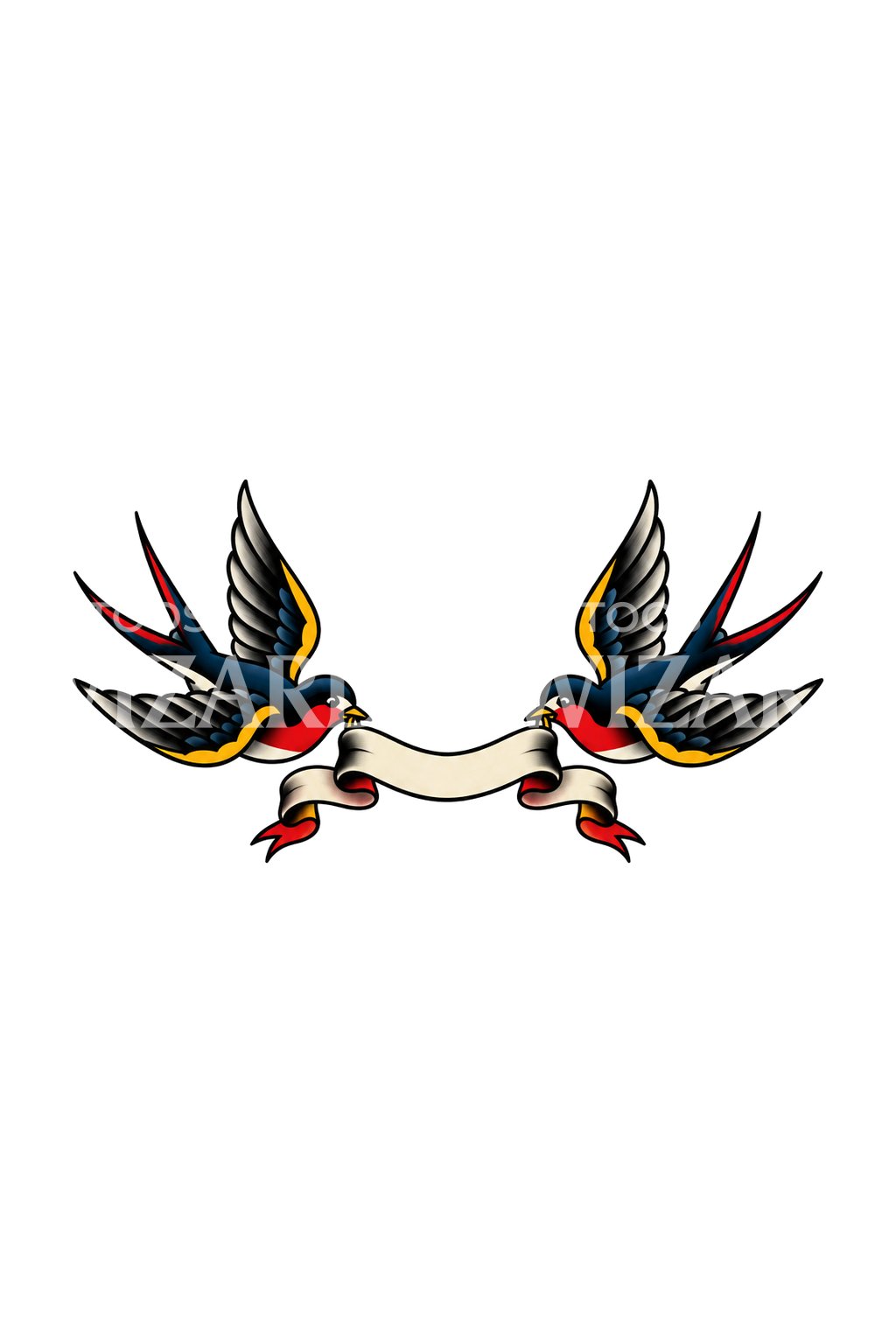 Sailor Swallows with Blank Banner Tattoo Design