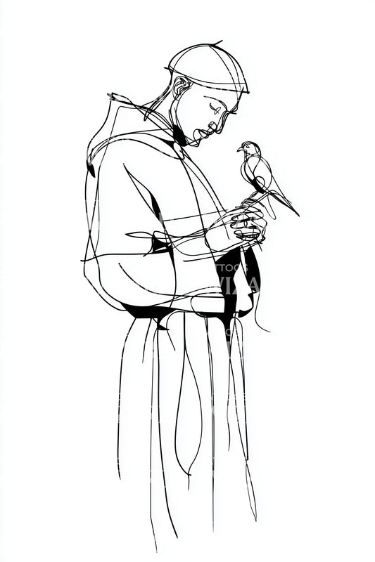 Saint Francis Ink Sketch Tattoo Design