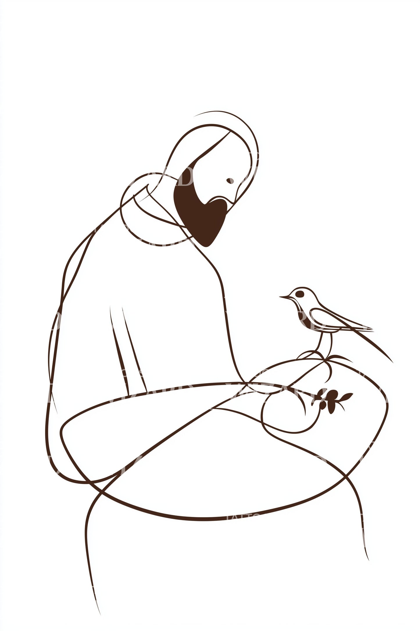 Saint Francis Linework Tattoo Design