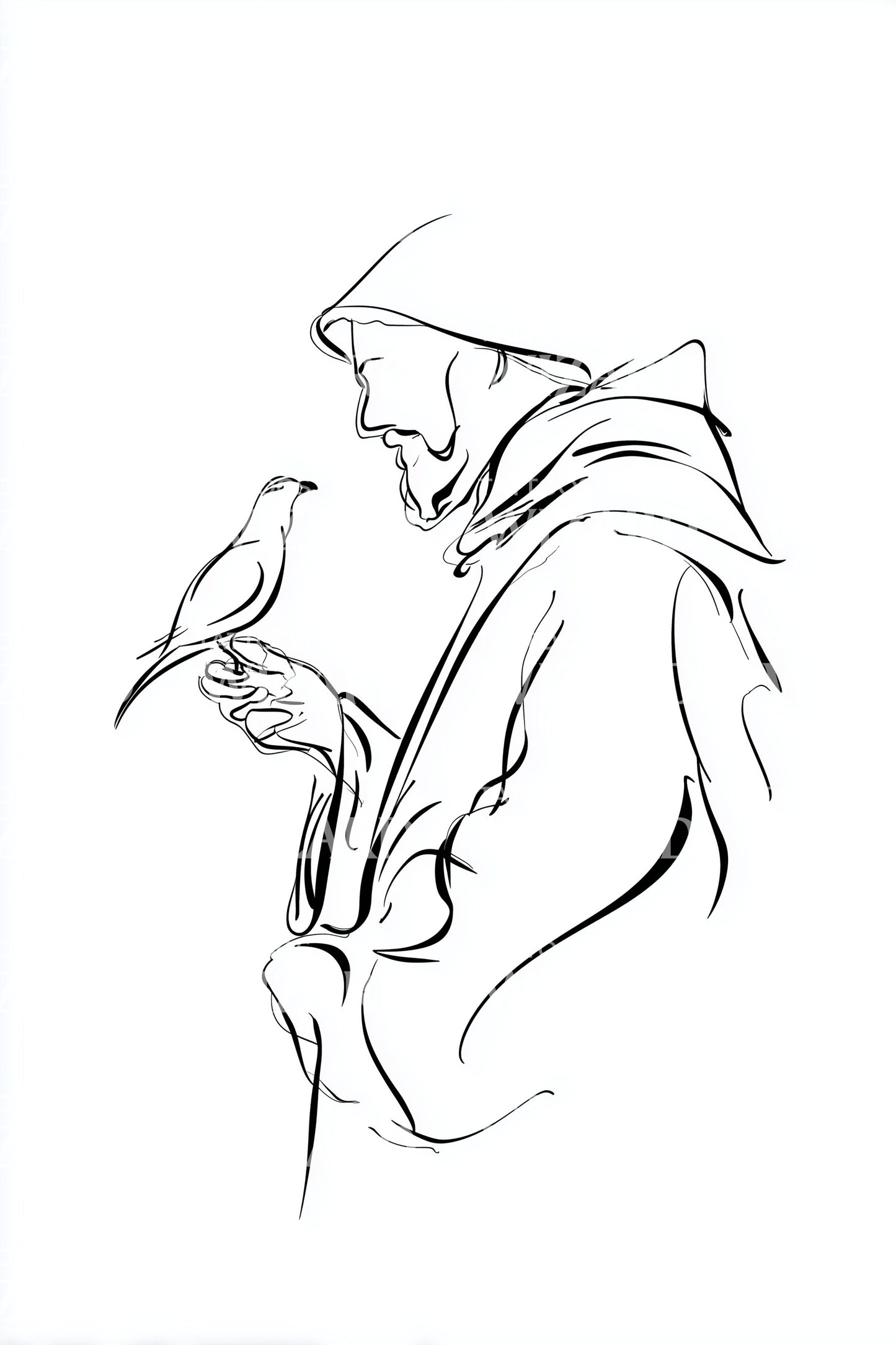 Saint Francis Outline Tattoo Design